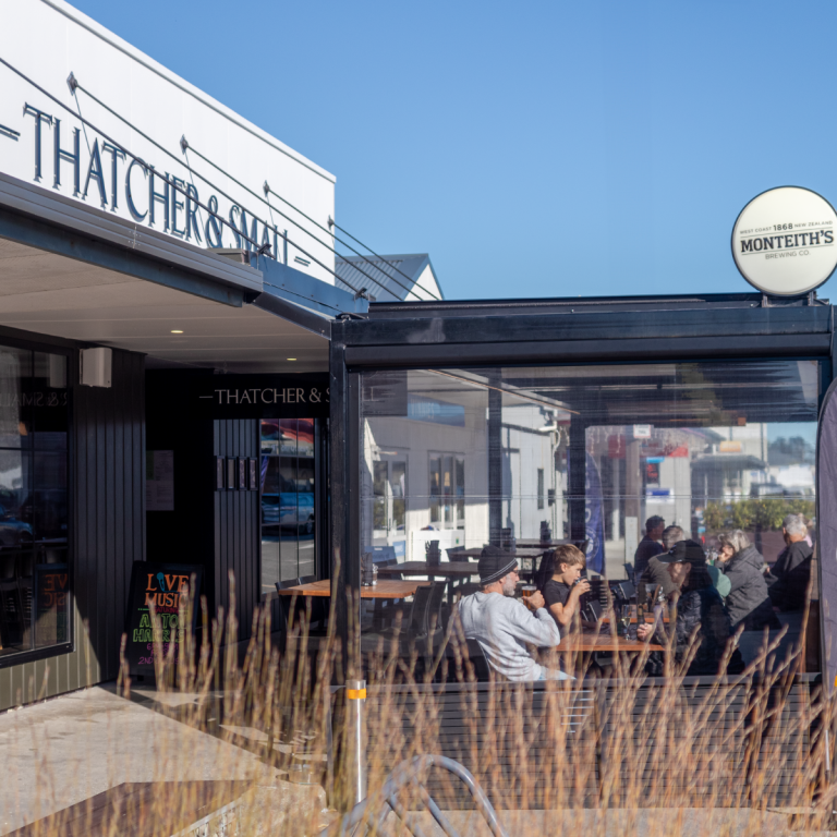 Thatcher and Small outdoor seating area