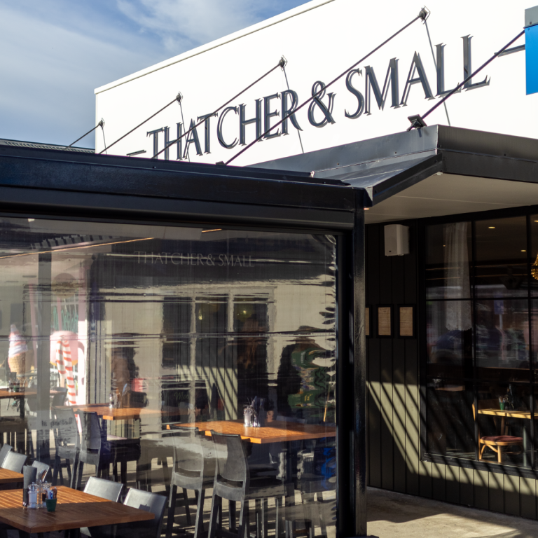 Thatcher and Small outdoor area