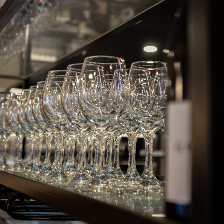 Wine glasses at Thatcher and Small